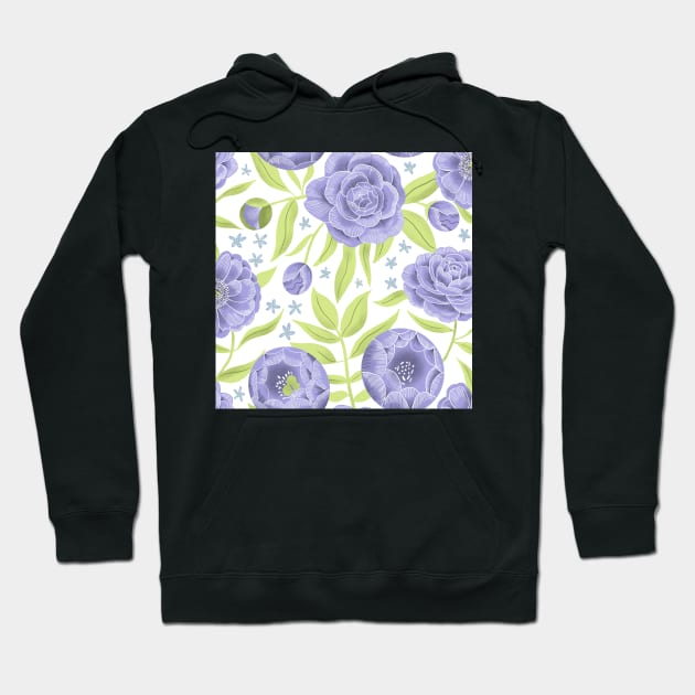 Purple peonies Hoodie by Papergrape